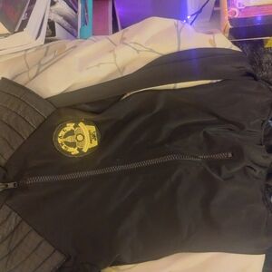 Women's Black and Gold Bomber Jacket